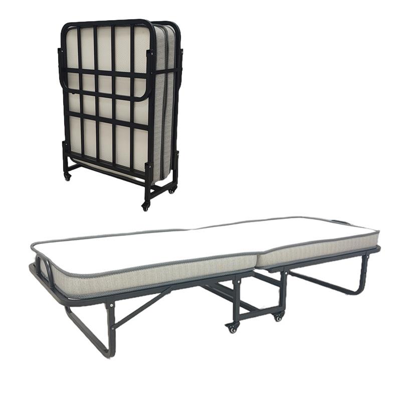 Κρεβάτι πτυσσόμενο - Ράντζο με στρώμα Kamu σε μαύρη απόχρωση 75x190εκ