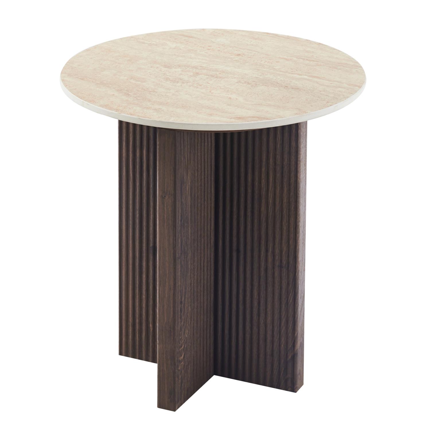 Τραπεζάκι σαλονιού Βοηθητικό SKY C18330 Κεραμικό Top με Όψη Τραβερτίνας-Mdf Βάση Καφέ Φ45x50Υεκ. Τραπεζάκι σαλονιού Βοηθητικό SKY C18330 Κεραμικό Top με Όψη Τραβερτίνας-Mdf Βάση Καφέ Φ45x50Υεκ.