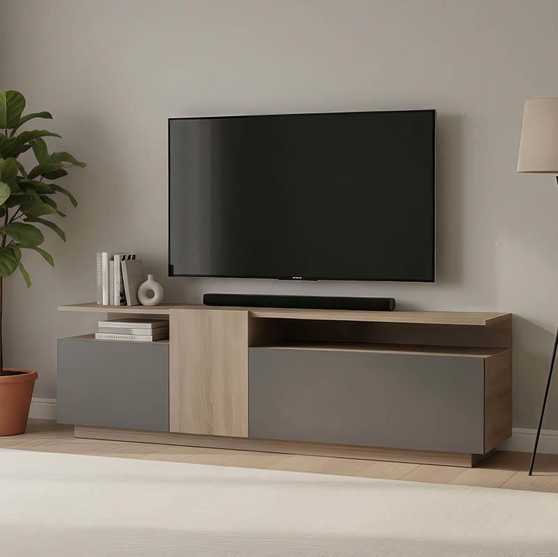 Έπιπλο τηλεόρασης Vendora σε sonoma-ανθρακί απόχρωση 150x29.5x46.3εκ Έπιπλο τηλεόρασης Vendora σε sonoma-ανθρακί απόχρωση 150x29.5x46.3εκ