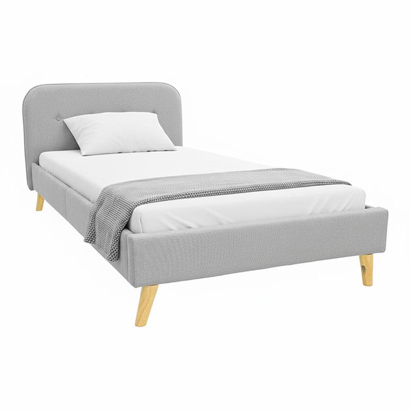 Επενδυμένο Κρεβάτι LumiLux Μονό Ύφασμα Γκρί 100x200εκ.