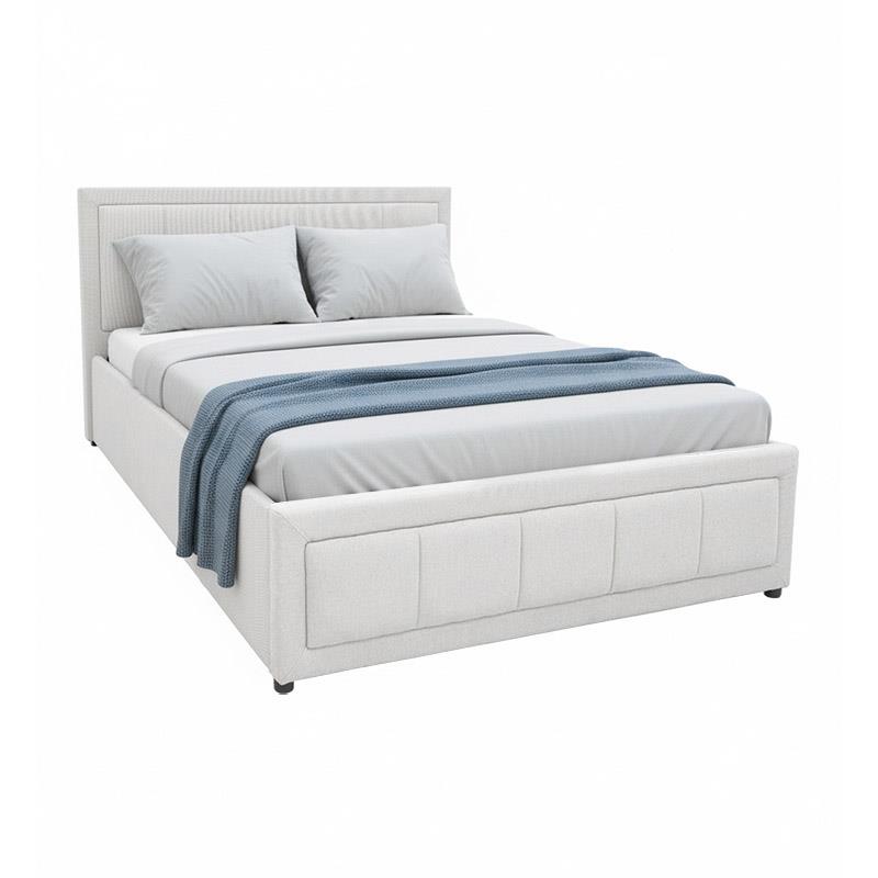 Επενδυμένο Κρεβάτι Huga Ημίδιπλο με αποθηκευτικό χώρο Ύφασμα Γκρί 120x200εκ.