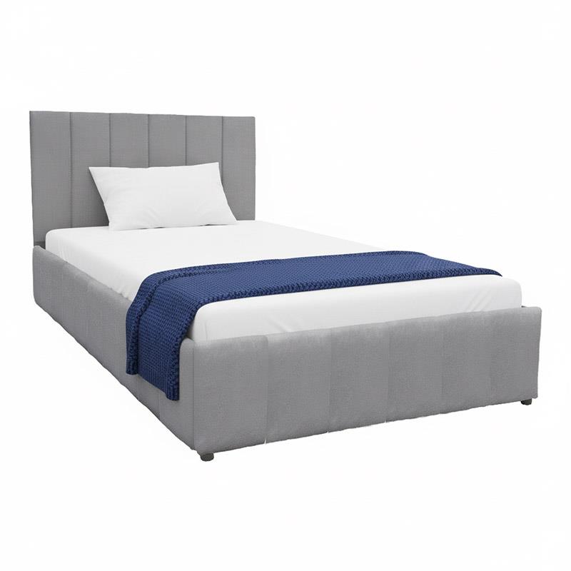 Επενδυμένο Κρεβάτι Snuggle Ημίδιπλο με Αποθηκευτικό χώρο Βελούδο Γκρί 120x200εκ.