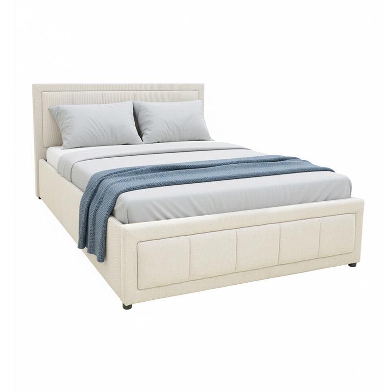 Επενδυμένο Κρεβάτι Huga Ημίδιπλο με αποθηκευτικό χώρο Ύφασμα Μπέζ 120x200εκ.