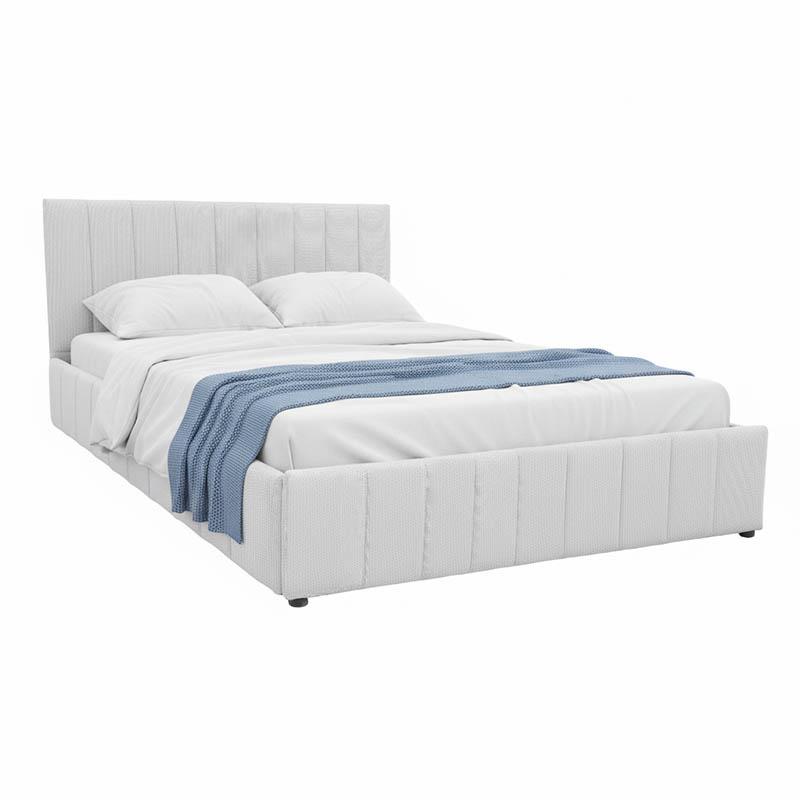 Επενδυμένο Κρεβάτι Snuggle Διπλό με Αποθηκευτικό χώρο Ύφασμα Γκρί 160x200εκ.