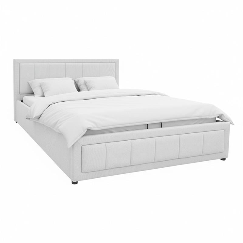 Επενδυμένο Κρεβάτι Huga Διπλό με αποθηκευτικό χώρο Ύφασμα Γκρί 160x200εκ.