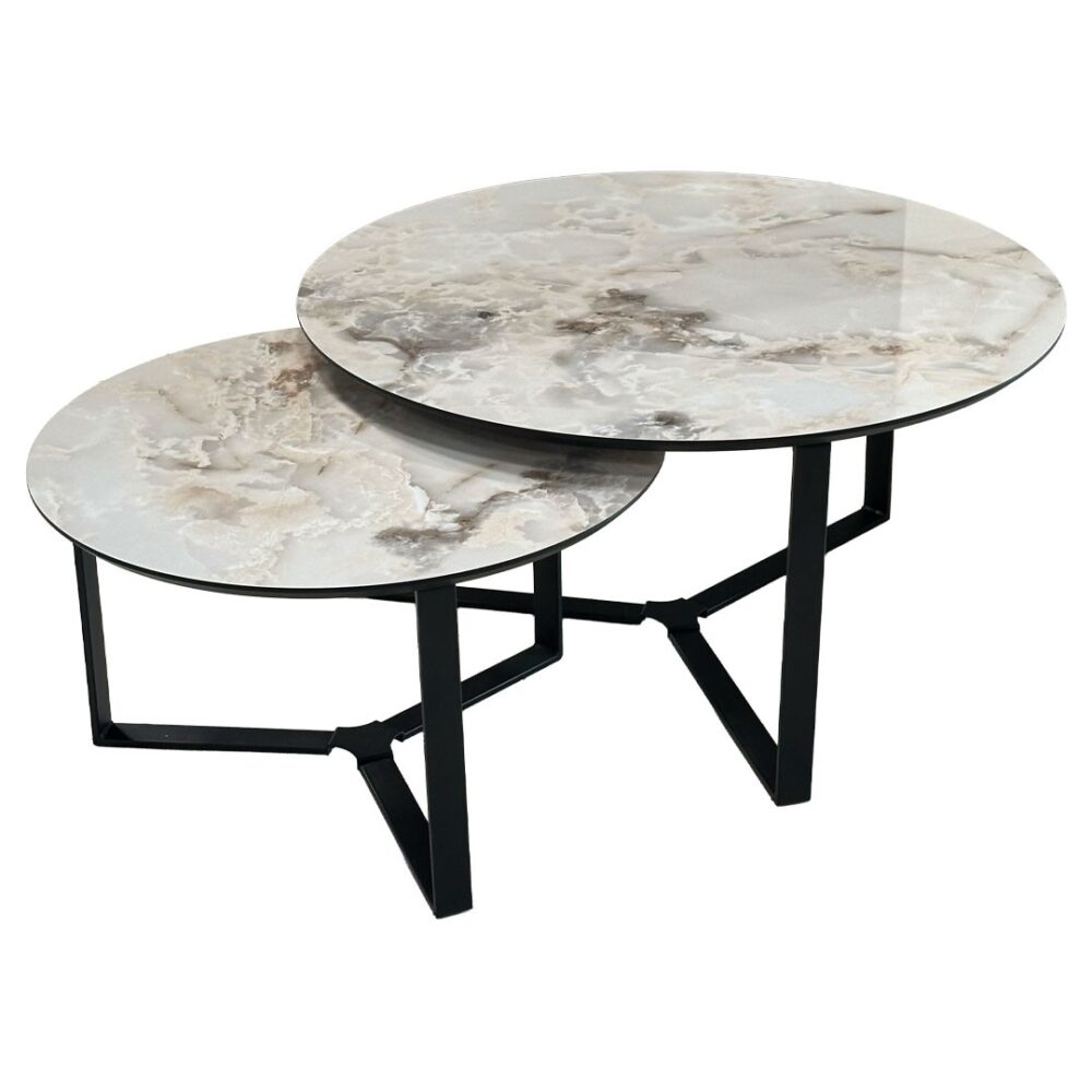 Σετ Τραπεζάκια σαλονιού MIAMI 2 τμχ Στρόγγυλα Φ90x45εκ. & Φ68x40εκ.