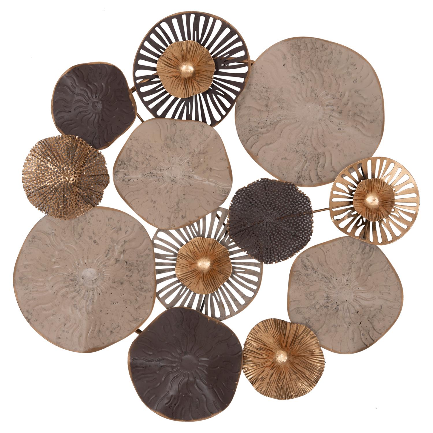 Διακοσμητικό Τοίχου C7163 Μεταλλικό Καφέ-Εκρού-Χρυσό 69x8x69Y εκ.