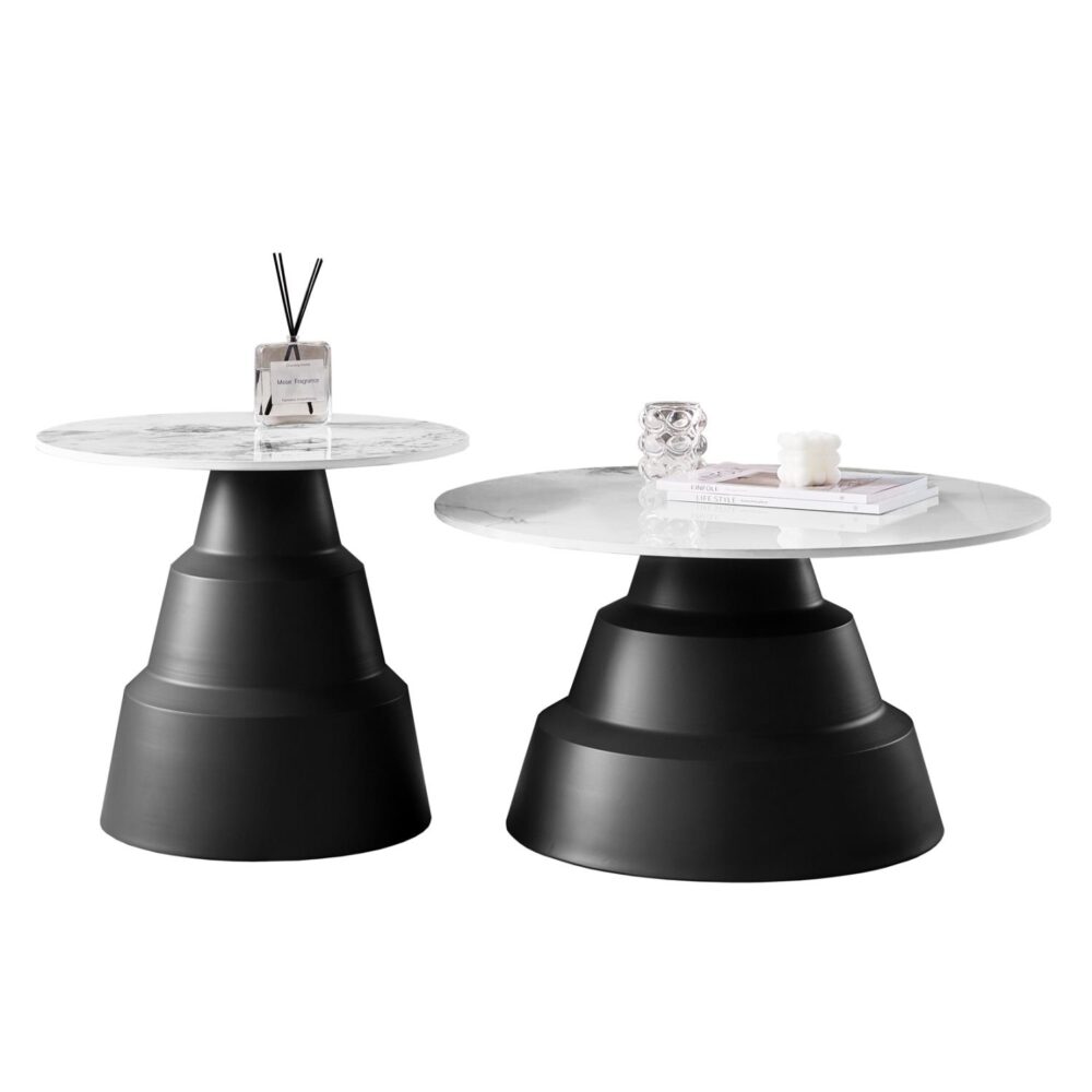 Σετ Τραπεζάκια σαλονιού LIDOX C18306.02 2 τεμ. Sintered Stone Top - Snow White χρώμα Φ50 & Φ70εκ. Σετ Τραπεζάκια σαλονιού LIDOX C18306.02 2 τεμ. Sintered Stone Top - Snow White χρώμα Φ50 & Φ70εκ.