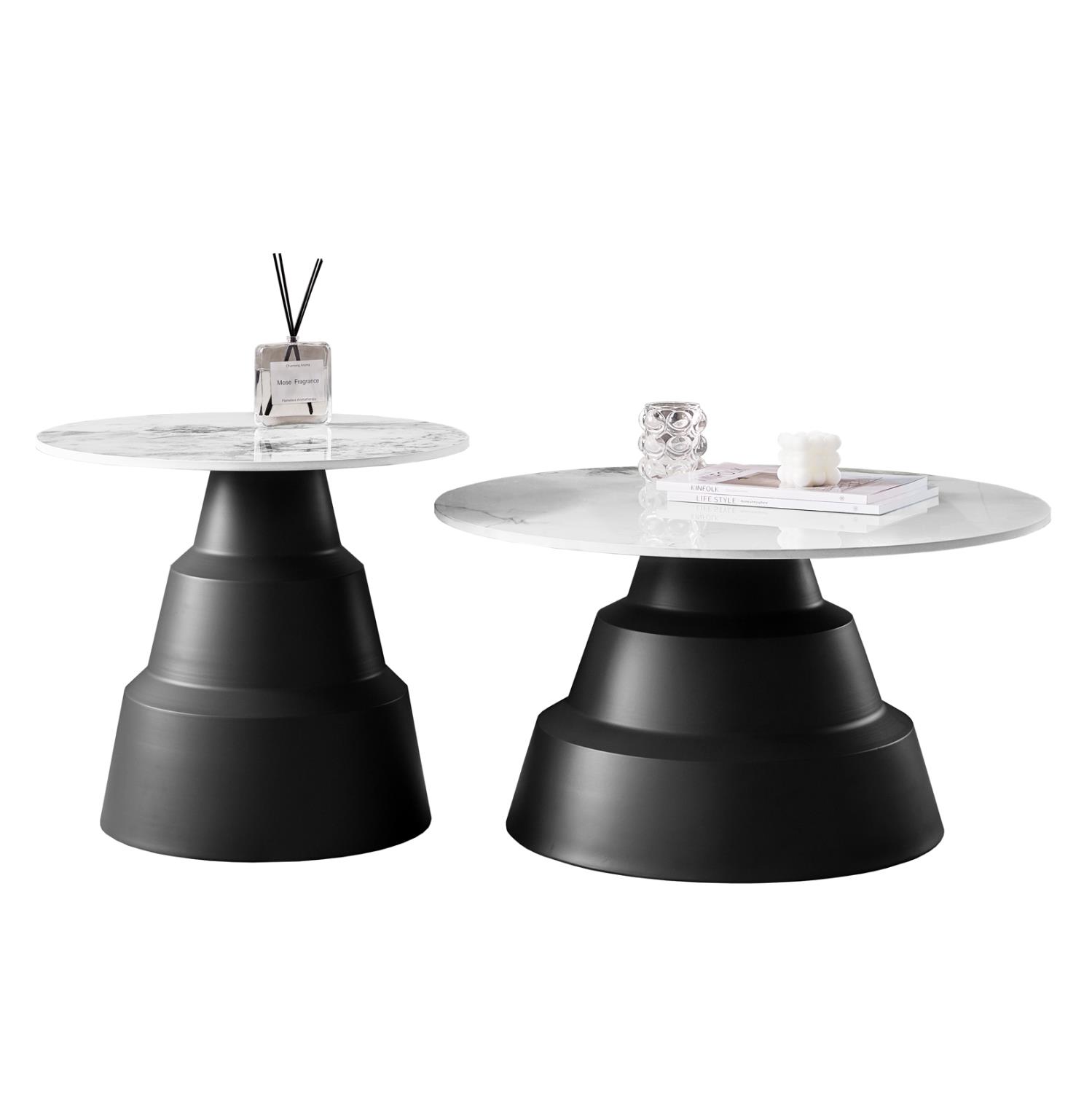 Σετ Τραπεζάκια σαλονιού LIDOX C18306.02 2 τεμ. Sintered Stone Top - Snow White χρώμα Φ50 & Φ70εκ. Σετ Τραπεζάκια σαλονιού LIDOX C18306.02 2 τεμ. Sintered Stone Top - Snow White χρώμα Φ50 & Φ70εκ.