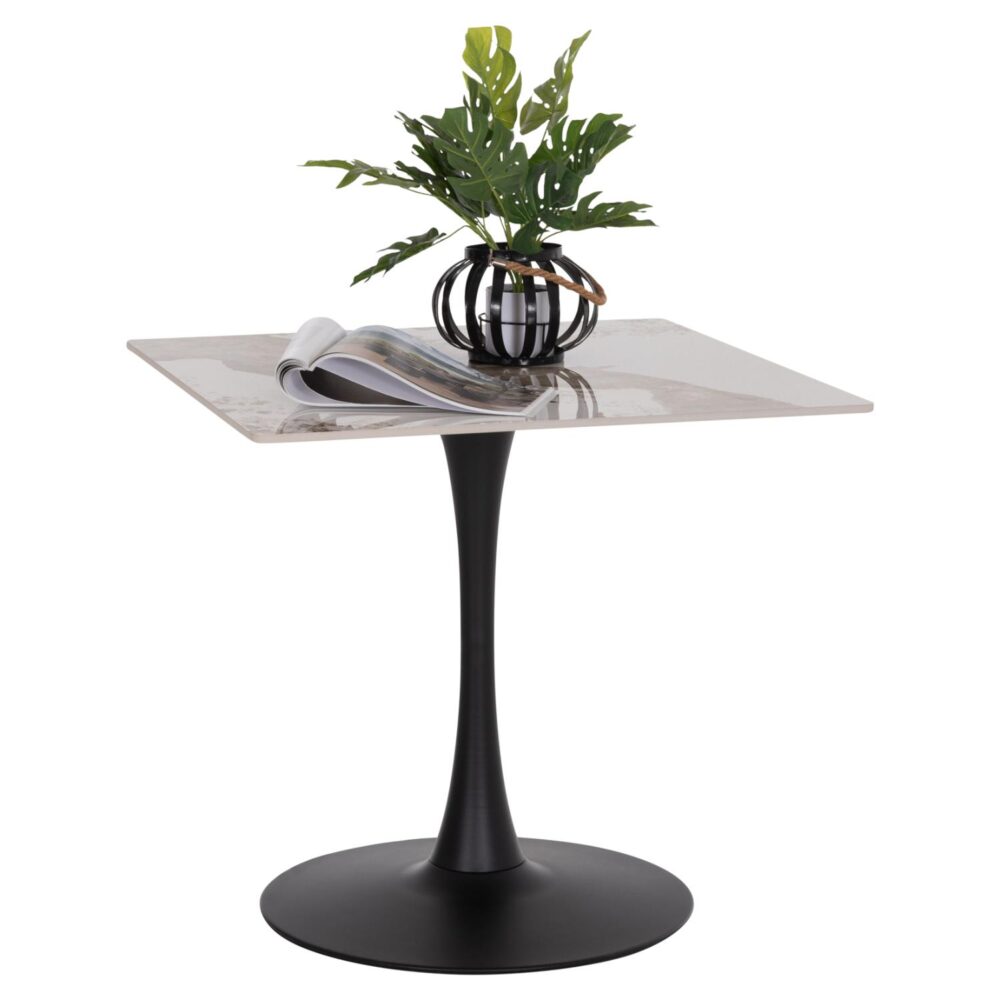 Τραπέζι Τραπεζαρίας TETRAN Βάση Μαύρη -Sintered Stone σε Pandora απόχρωση 80x80x74Υεκ