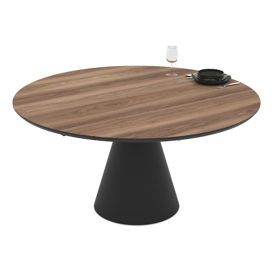 Τραπέζι YANDAN Στρόγγυλο Επεκτεινόμενο MDF Καρυδί Φ150x90x75εκ.