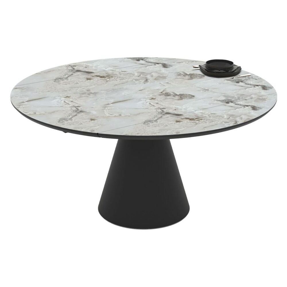 Τραπέζι YANDAN Στρόγγυλο Επεκτεινόμενο MDF Μπέζ μάρμαρο Φ150x90x75εκ.