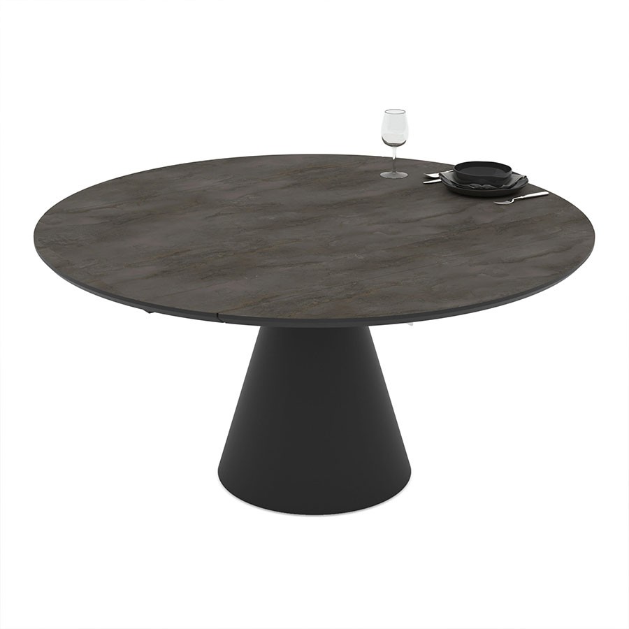 Τραπέζι YANDAN Στρόγγυλο Επεκτεινόμενο MDF Irony Matt Φ150x90x75εκ.