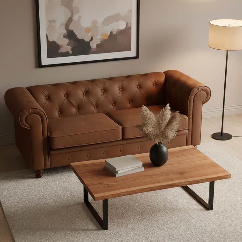 Τραπέζι σαλονιού Miles μασίφ ξύλο ακακίας πάχους 3.7-4εκ σε καρυδί με μαύρα μεταλλικά πόδια 115x60x45εκ Τραπέζι σαλονιού Miles μασίφ ξύλο ακακίας πάχους 3.7-4εκ σε καρυδί με μαύρα μεταλλικά πόδια 115x60x45εκ