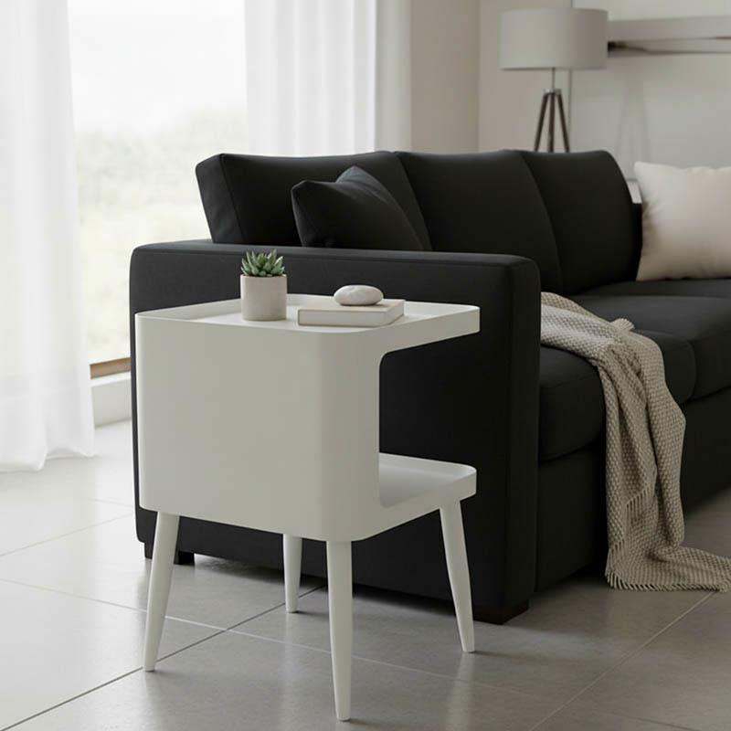 Βοηθητικό τραπεζάκι σαλονιού Cubino μέταλλο σε κρεμ απόχρωση 35x35x50εκ