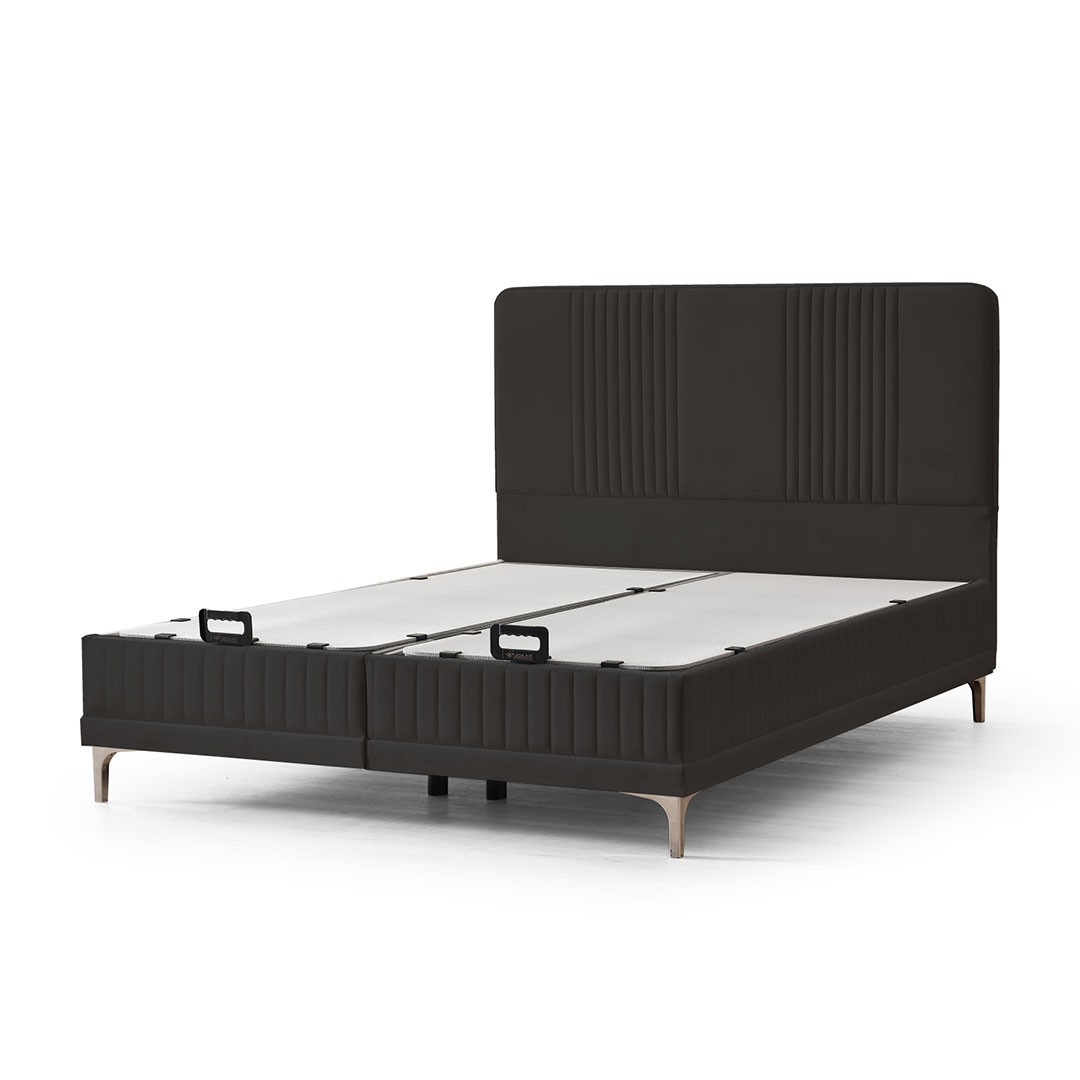 Επενδυμένο Κρεβάτι WINART Διπλό με Αποθηκευτικό χώρο Γκρί 160x200εκ.