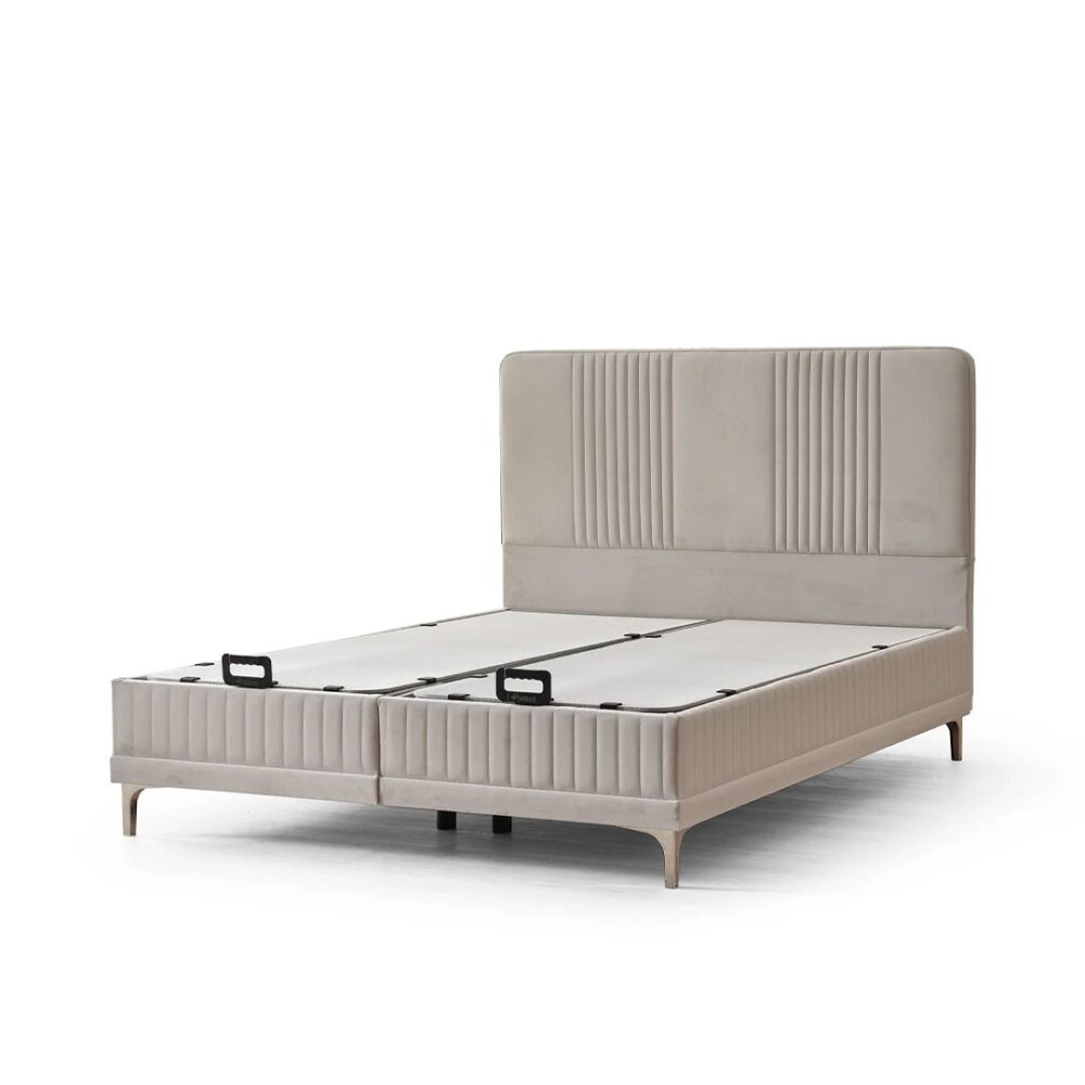 Επενδυμένο Κρεβάτι WINART Διπλό με Αποθηκευτικό χώρο Μπεζ 160x200εκ.