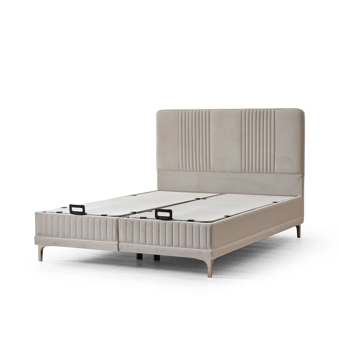 Επενδυμένο Κρεβάτι WINART Διπλό με Αποθηκευτικό χώρο Μπεζ 160x200εκ.