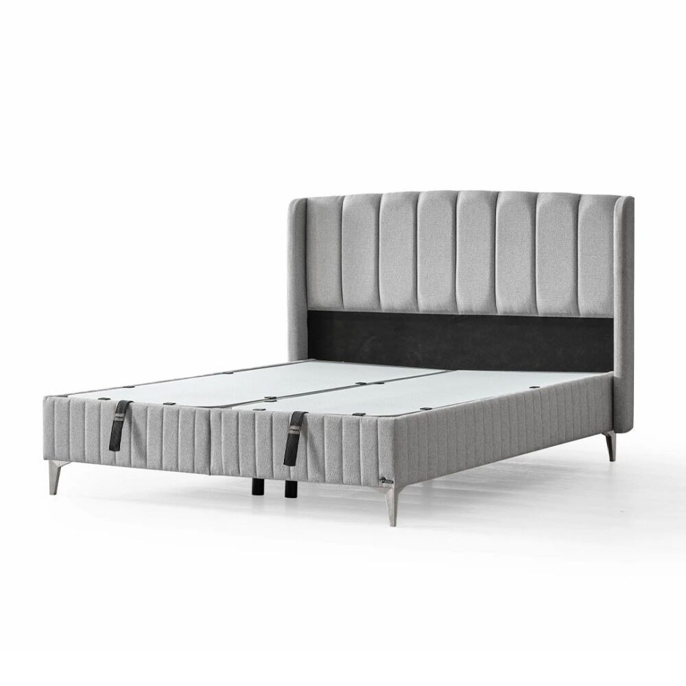 Επενδυμένο Κρεβάτι ALLEGRA Διπλό με Αποθηκευτικό χώρο Γκρί 160x200εκ.