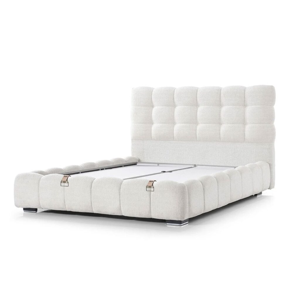 Επενδυμένο Κρεβάτι CLOUD Διπλό με Αποθηκευτικό χώρο Μπέζ 160x200εκ.