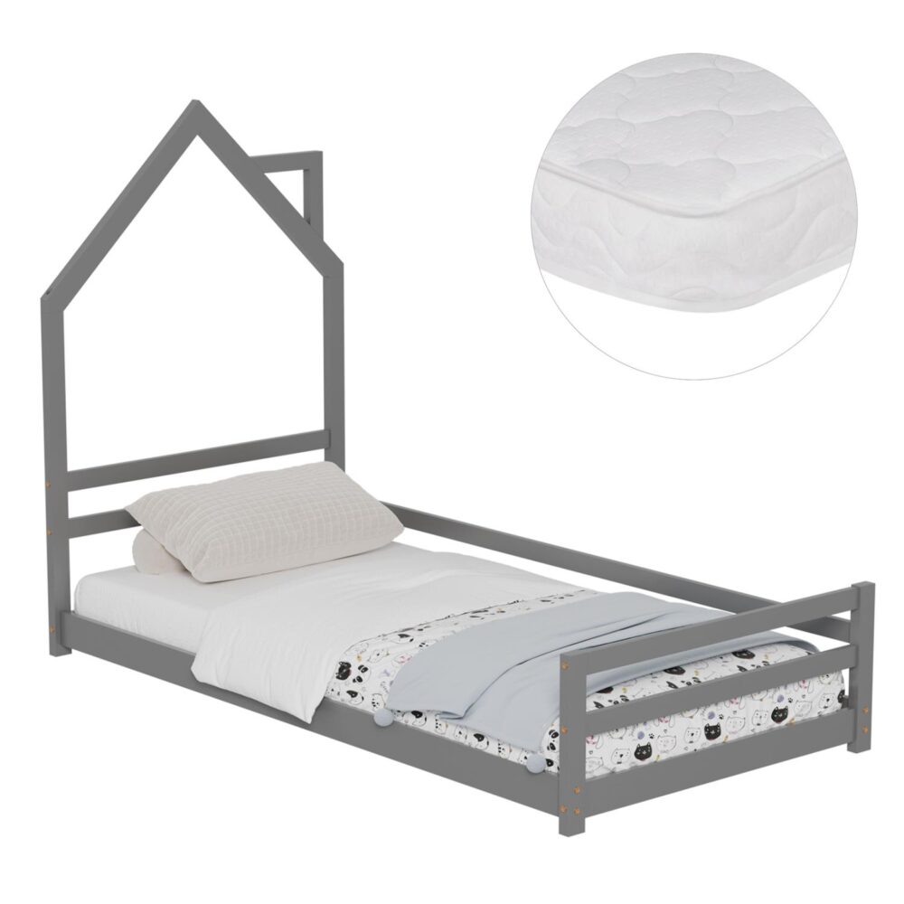 Παιδικό Κρεβάτι με Στρώμα HOUSER Ξύλο Πεύκου σε Γκρί Απόχρωση 90x190εκ Παιδικό Κρεβάτι με Στρώμα HOUSER Ξύλο Πεύκου σε Γκρί Απόχρωση 90x190εκ