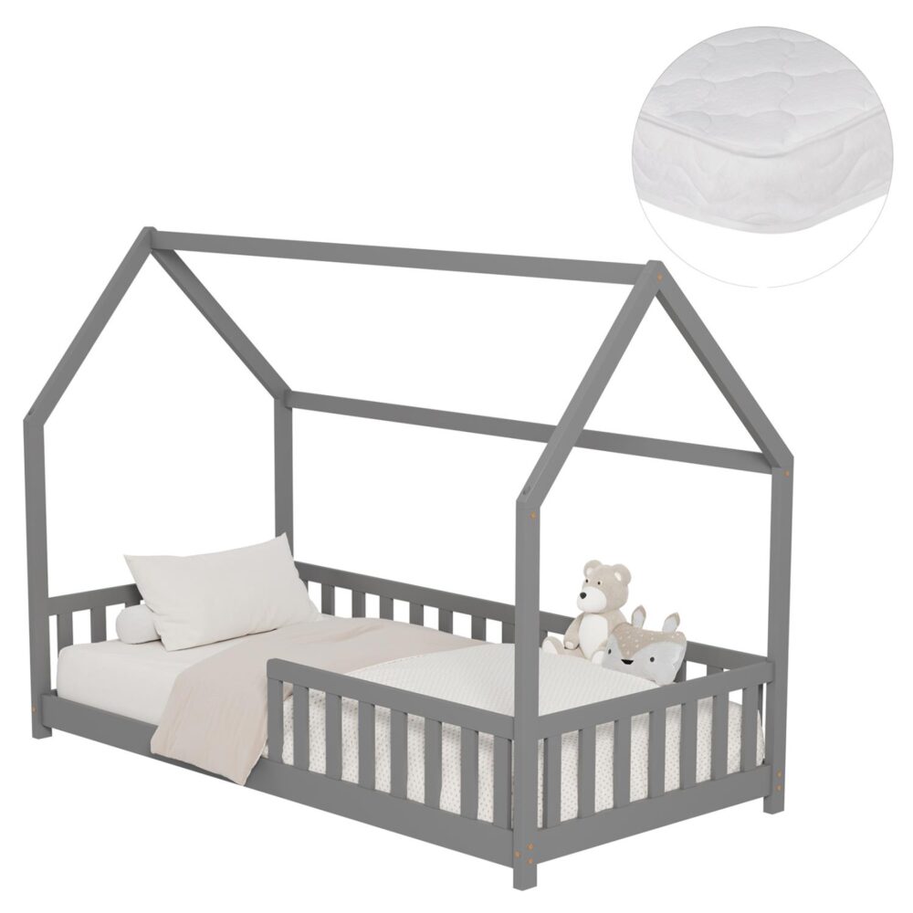 Παιδικό Κρεβάτι με Στρώμα PHYLLIS Ξύλο Πεύκου σε Γκρί 90x190εκ Παιδικό Κρεβάτι με Στρώμα PHYLLIS Ξύλο Πεύκου σε Γκρί 90x190εκ