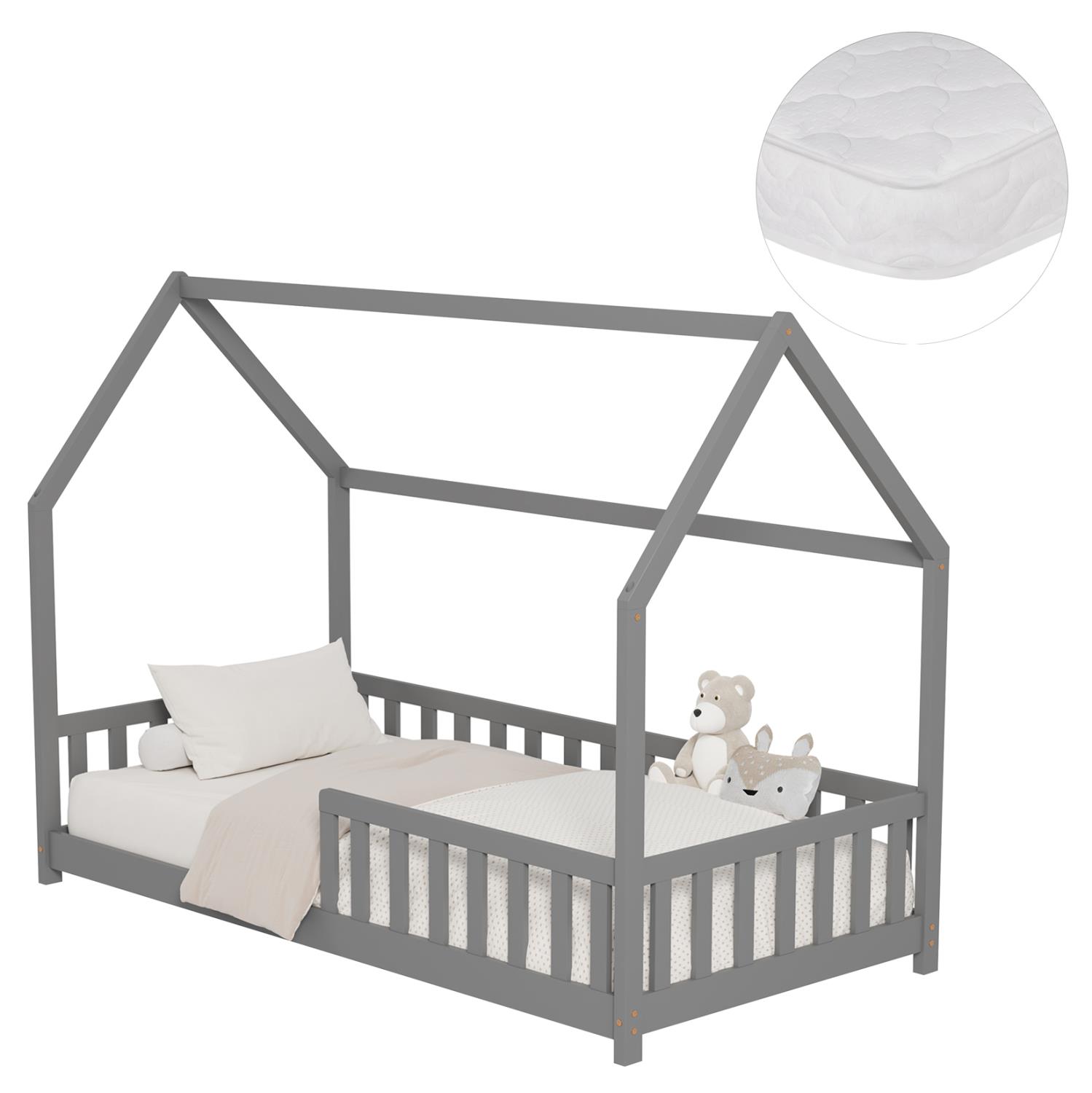 Παιδικό Κρεβάτι με Στρώμα PHYLLIS Ξύλο Πεύκου σε Γκρί 90x190εκ Παιδικό Κρεβάτι με Στρώμα PHYLLIS Ξύλο Πεύκου σε Γκρί 90x190εκ