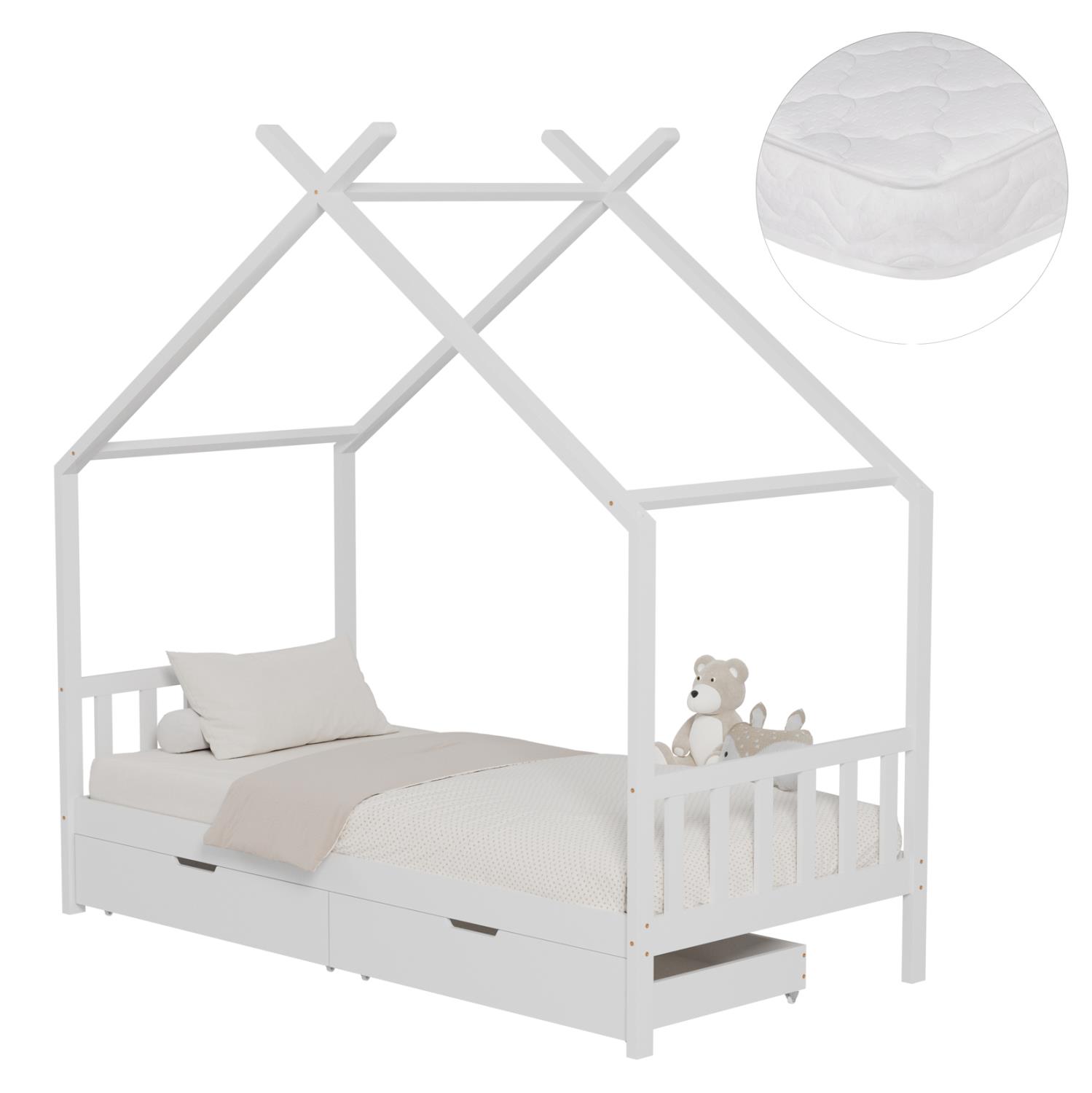 Παιδικό Κρεβάτι με Στρώμα KLARICE Ξύλο Πεύκου σε Λευκό 90x190εκ Παιδικό Κρεβάτι με Στρώμα KLARICE Ξύλο Πεύκου σε Λευκό 90x190εκ