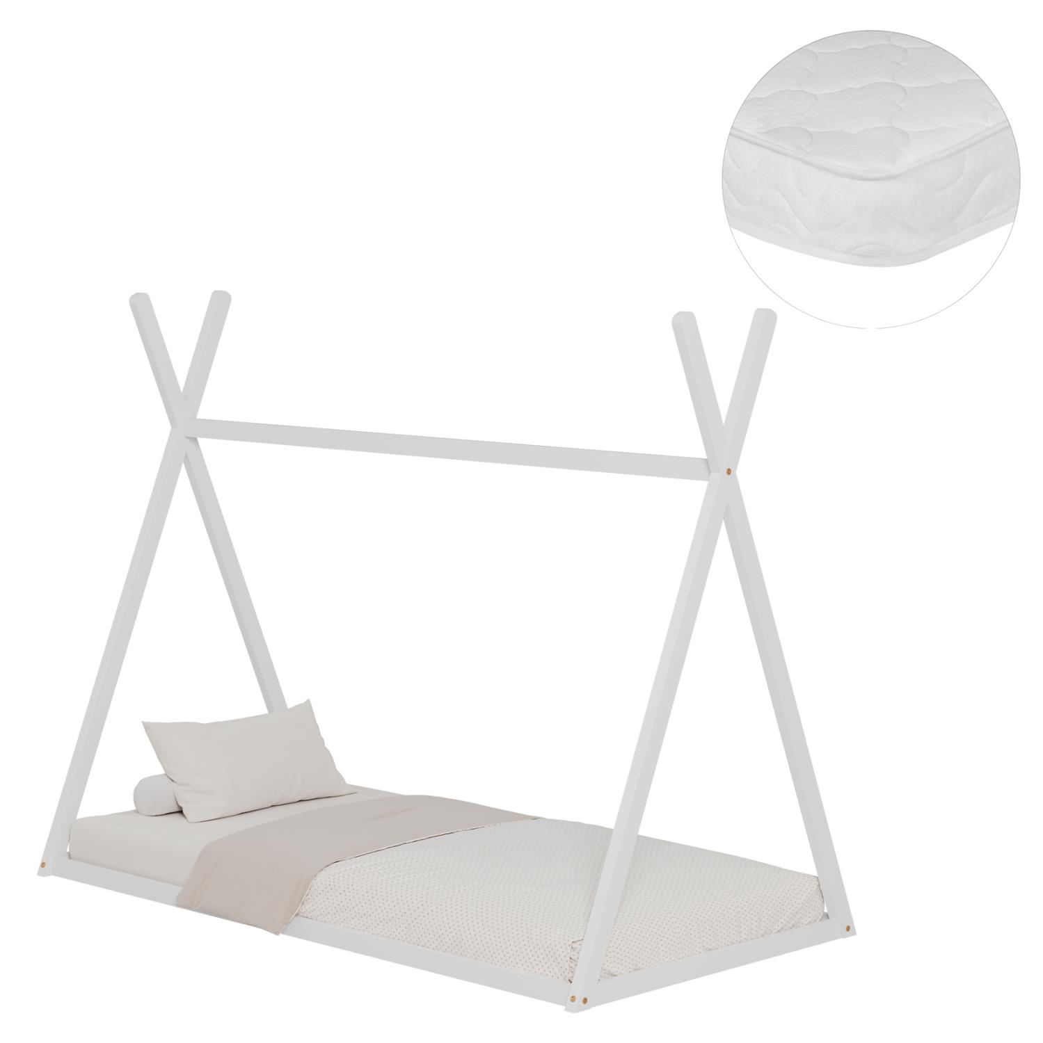 Παιδικό Κρεβάτι με Στρώμα MUNK Ξύλο Πεύκου σε Λευκό 90x190εκ Παιδικό Κρεβάτι με Στρώμα MUNK Ξύλο Πεύκου σε Λευκό 90x190εκ