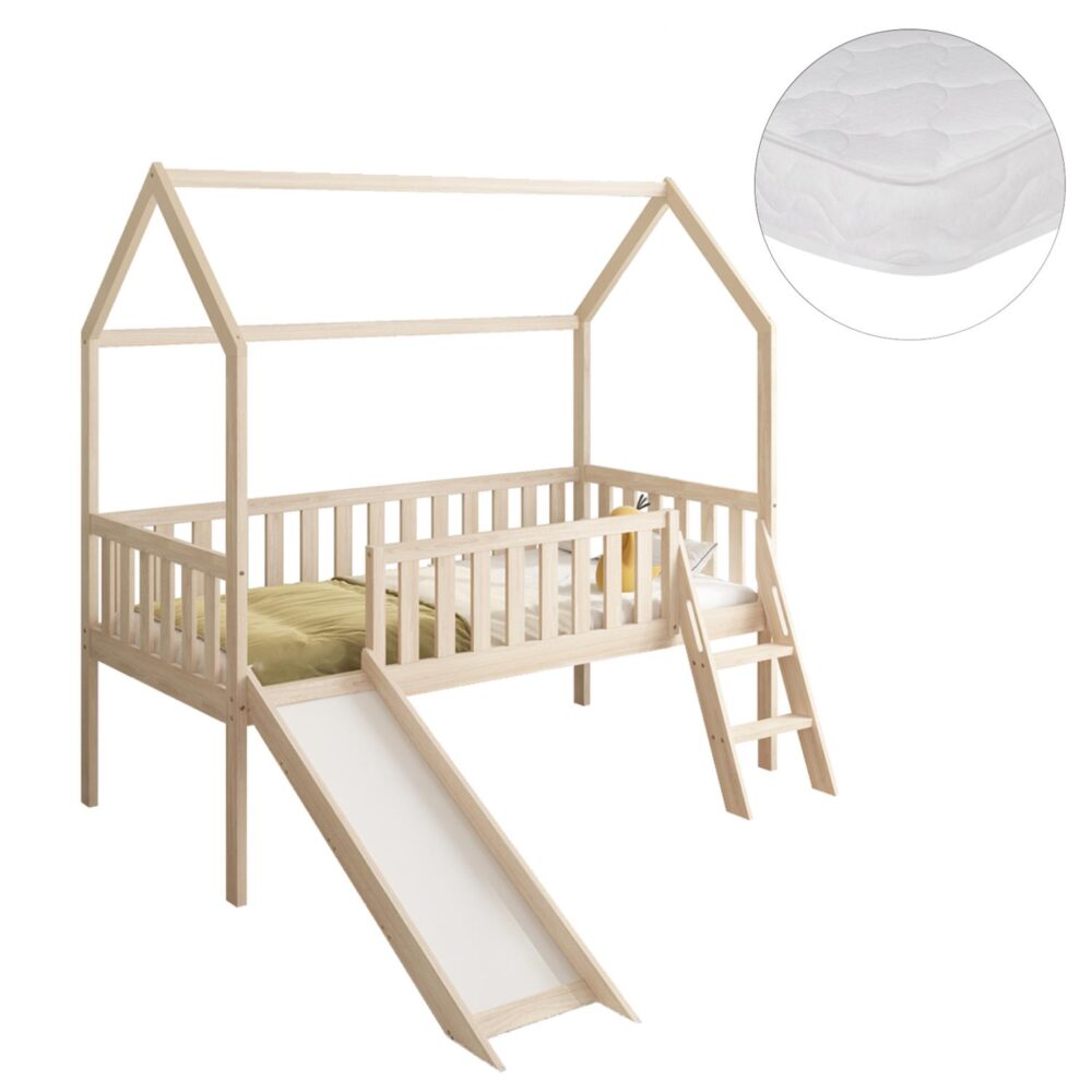 Παιδικό Κρεβάτι με Στρώμα PHYLLIS με Τσουλήθρα Ξύλο Πεύκου Φυσικό 90x190εκ. Παιδικό Κρεβάτι με Στρώμα PHYLLIS με Τσουλήθρα Ξύλο Πεύκου Φυσικό 90x190εκ.