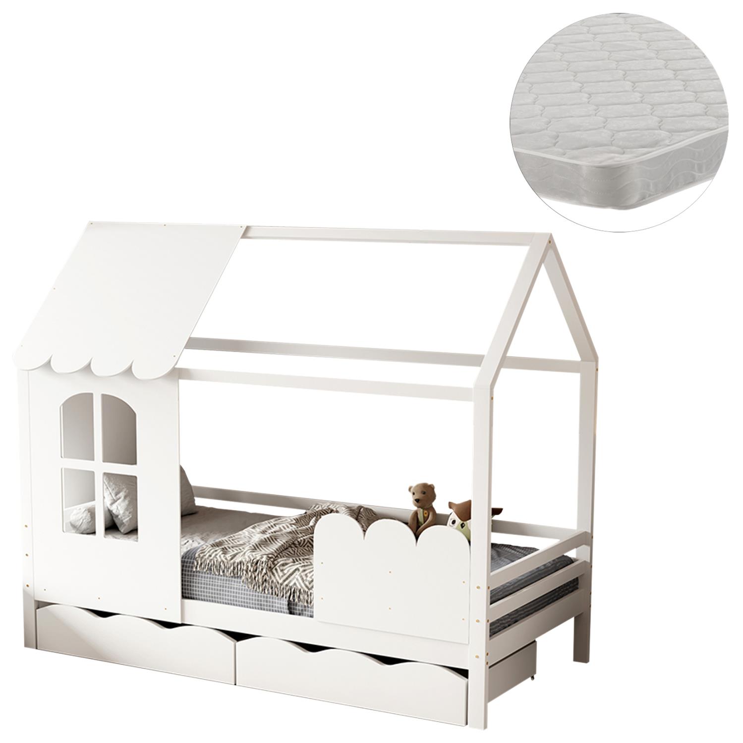 Παιδικό Κρεβάτι με Στρώμα DOMER Ξύλο Πεύκου Λευκό 90x190εκ Παιδικό Κρεβάτι με Στρώμα DOMER Ξύλο Πεύκου Λευκό 90x190εκ