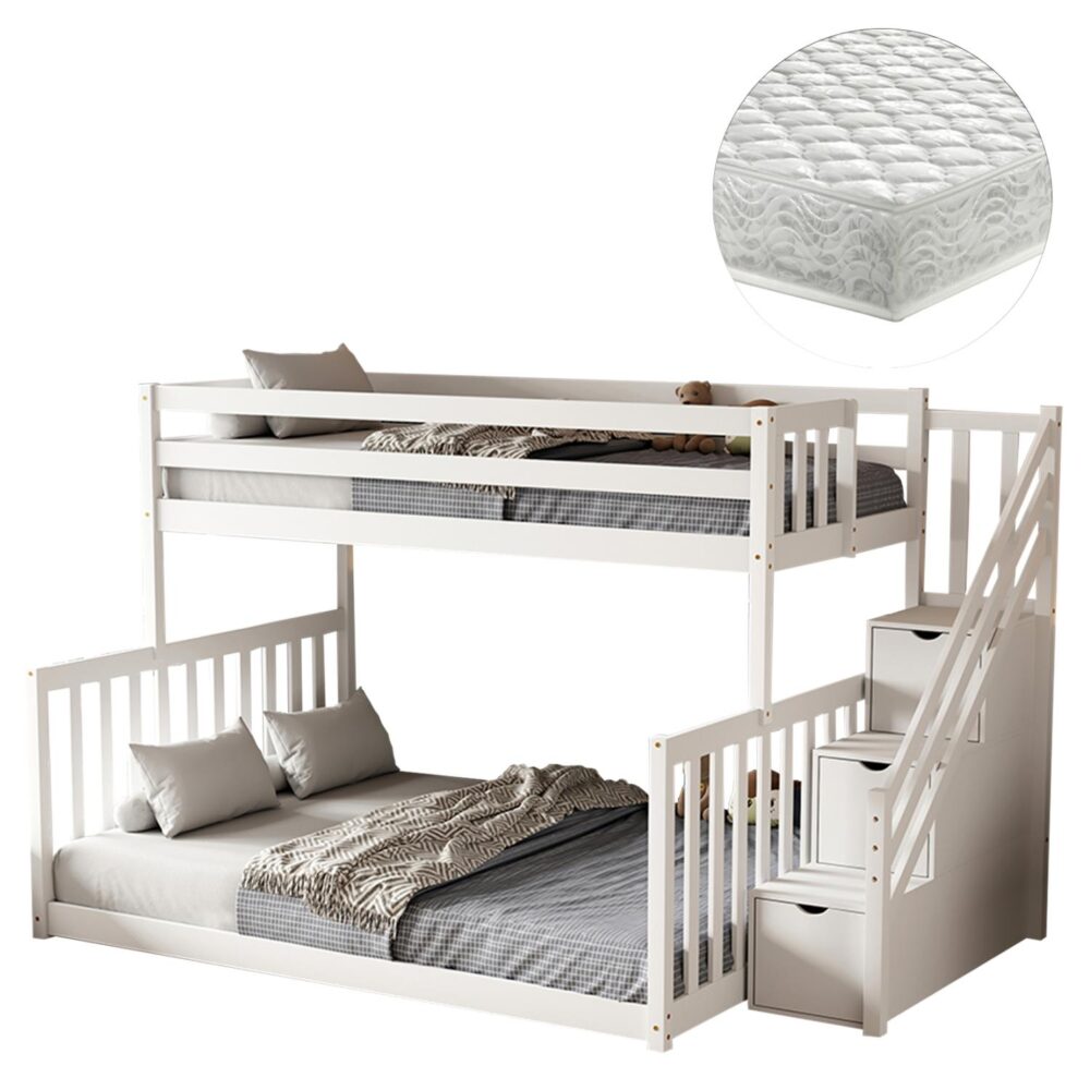 Κουκέτα Παιδική BEAMER Ξύλο Πεύκου Λευκό με Στρώμα 90x190 και 140x190εκ. Κουκέτα Παιδική BEAMER Ξύλο Πεύκου Λευκό με Στρώμα 90x190 και 140x190εκ.