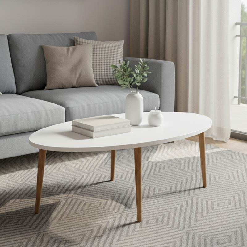 Τραπέζι σαλονιού Barton λευκό-καφέ 90x45x40εκ Τραπέζι σαλονιού Barton λευκό-καφέ 90x45x40εκ