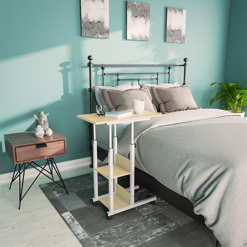 Βοηθητικό τραπέζι Babs τροχήλατο λευκό-φυσικό 60x40x86εκ