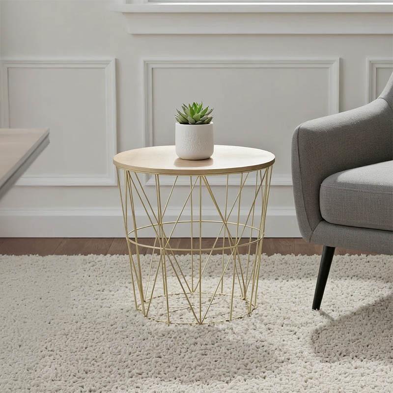 Τραπέζι σαλονιού Kumi oak-χρυσό Φ41x40εκ