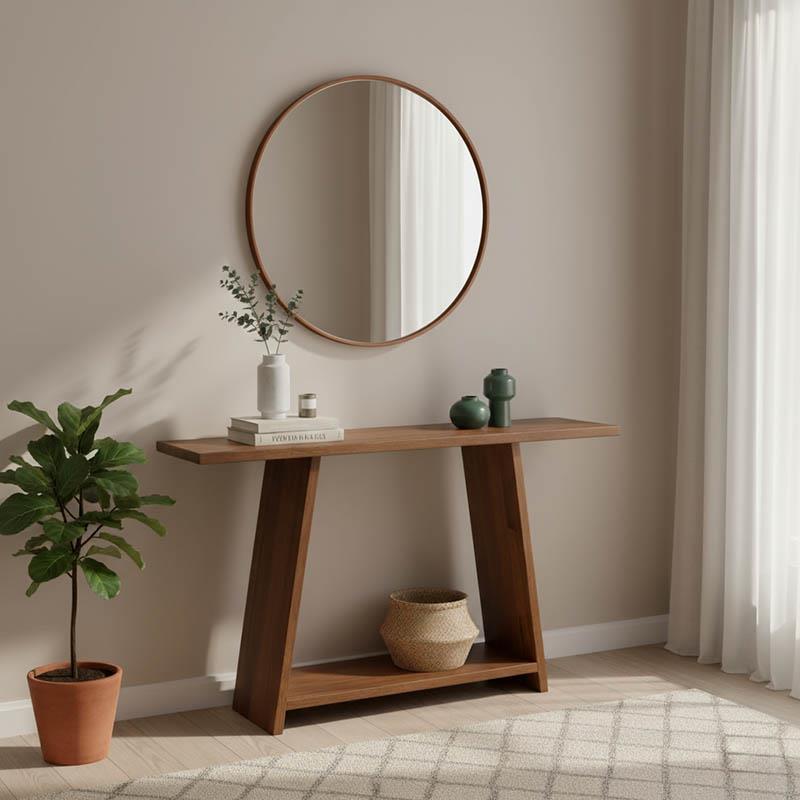 Κονσόλα Edgar φυσικό ξύλο πεύκου 30mm καρυδί 139x29x90εκ