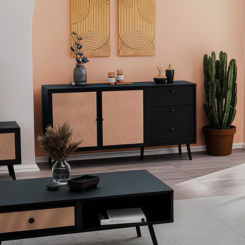 Μπουφές Oslo μαύρο-φυσικό 150x39x79εκ Μπουφές Oslo μαύρο-φυσικό 150x39x79εκ