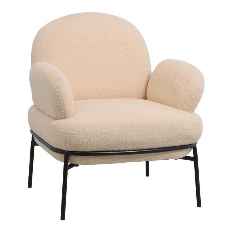 Πολυθρόνα Jaycob μπουκλέ μπεζ-πόδι μαύρο μέταλλο 74x71x83εκ Πολυθρόνα Jaycob μπουκλέ μπεζ-πόδι μαύρο μέταλλο 74x71x83εκ