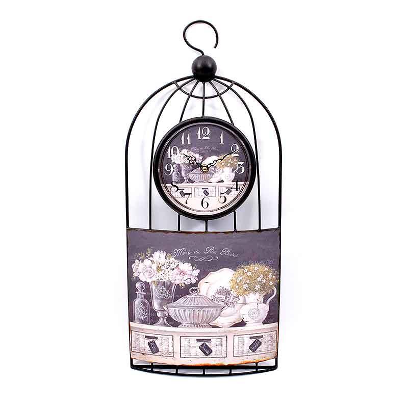 Ρολοϊ τοίχου Κλουβί FL360 Fylliana Μεταλλικό Μαύρο 25x58εκ.