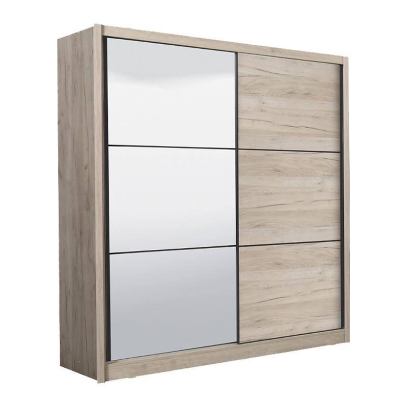 Ντουλάπα Navara 215 OG με Καθρέφτη Γκρί Δρύς 213x60x215,5 εκ.