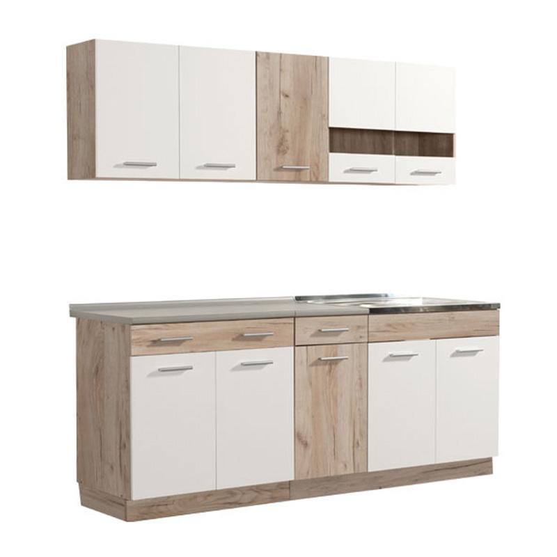 Έτοιμη Σύνθεση Κουζίνα Dalila 200 Γκρί Δρύς - Λευκό 200x51,5x206,5 εκ.