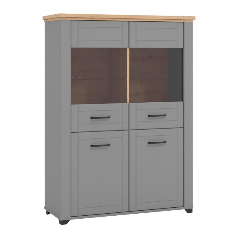 Βιτρίνα Valencia 2K VS2 Γκρί Γραφίτης - Artisan Oak - Γκρί Μάτ 103,5x41x143 εκ.