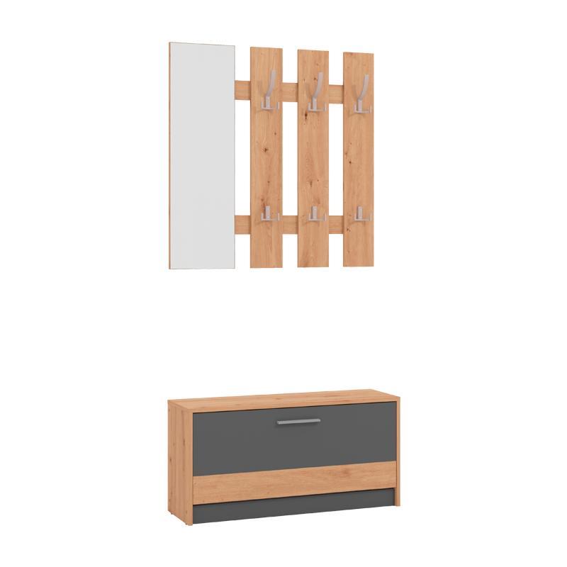 Στάντ για Χολ Rimini Artisan Oak - Γκρί Γραφίτης 92x28x202 εκ.