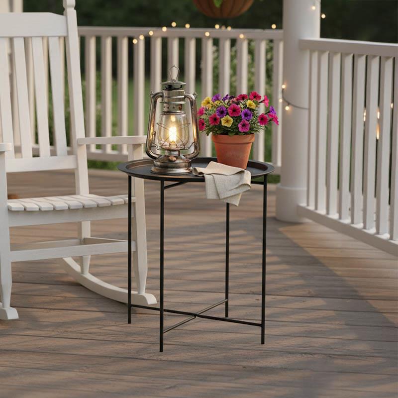 Τραπέζι Caius μέταλλο σε μαύρη απόχρωση Φ46x52εκ