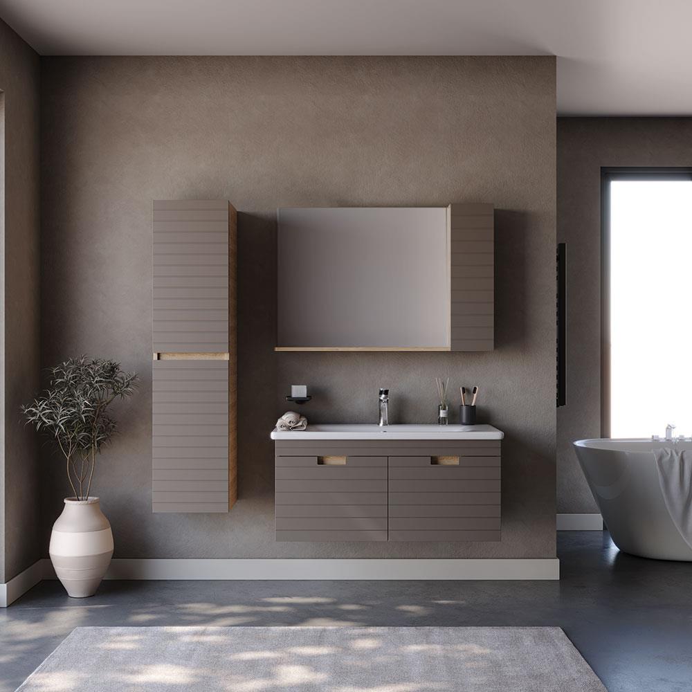 Σετ Έπιπλο Μπάνιου VEGA 100 Καπουτσίνο Ματ Λάκα