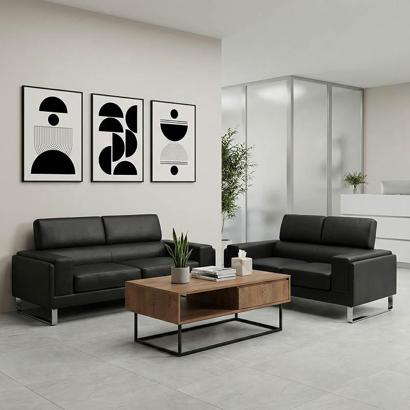 Σετ σαλονιού Shea 2τεμ pu σε μαύρη απόχρωση