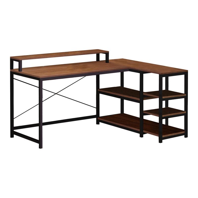 Γραφείο γωνιακό Tebul MDF-metal σε καρυδί απόχρωση 130x60x88εκ