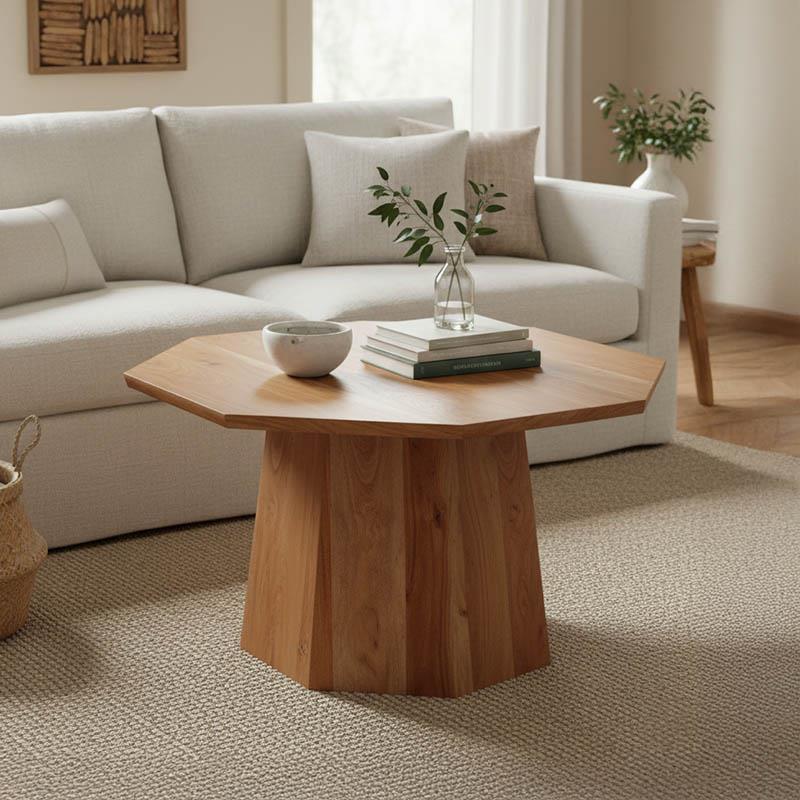 Τραπέζι σαλονιού Octagon ξύλο acacia σε φυική απόχρωση Φ80x45εκ