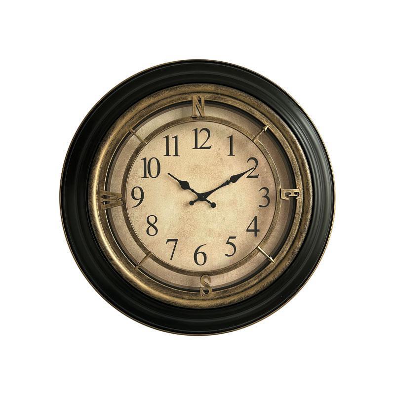 Ρολοϊ τοίχου FL483 Fylliana Στρόγγυλο Μαύρο -Μπρονζέ χρώμα 60x60x5εκ.