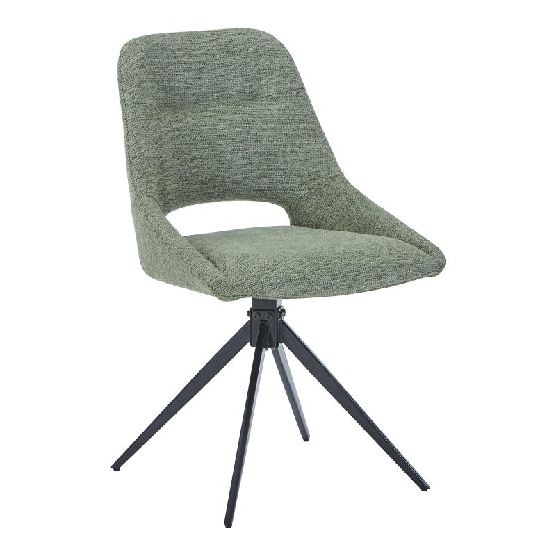 Καρέκλα περιστρεφόμενη Luciano I σε πράσινο ύφασμα-πόδι μεταλλικό μαύρο 52.5x54x85εκ